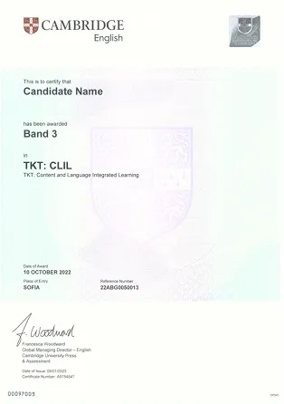 Пример сертификата TKT