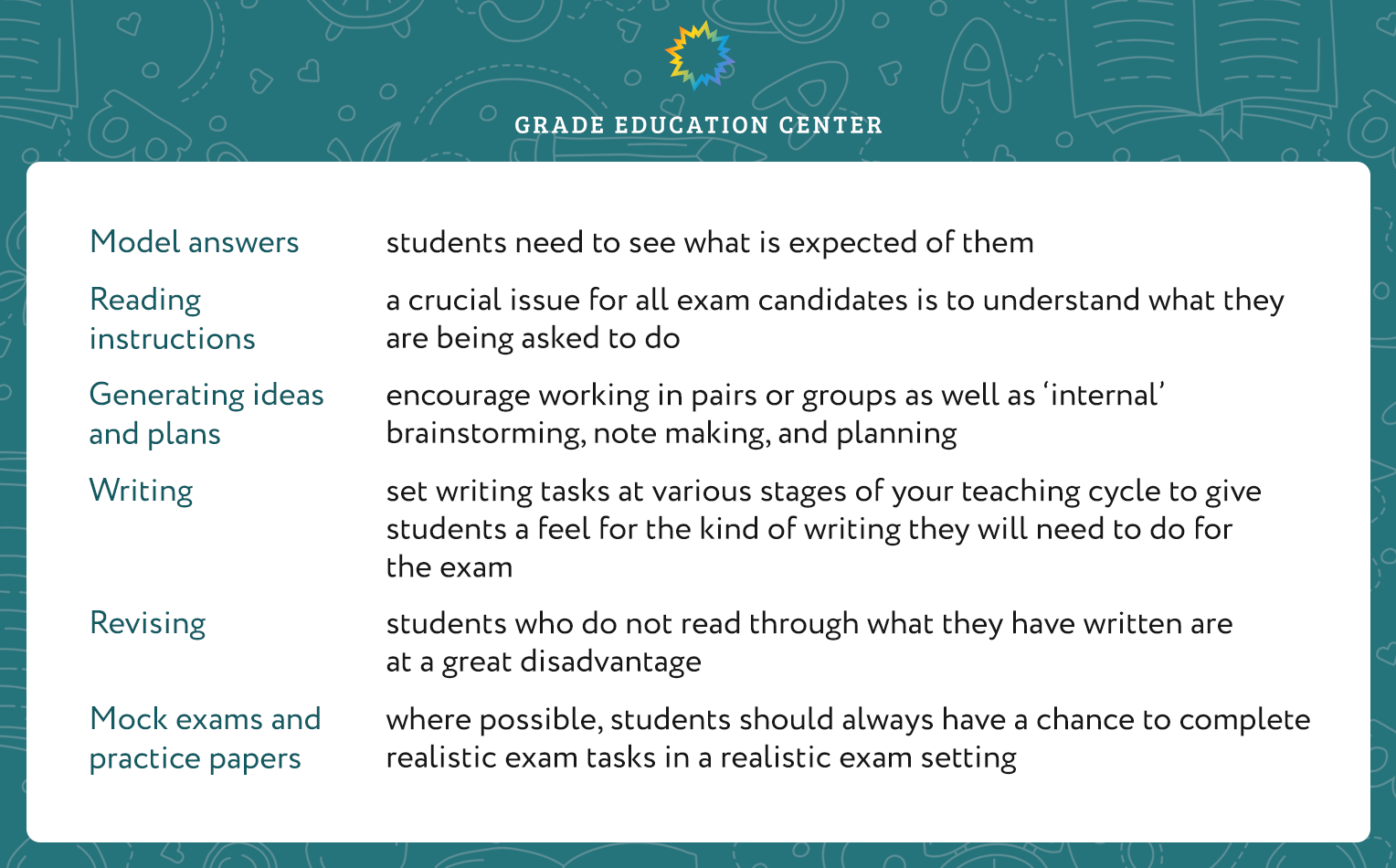 Table for teachers