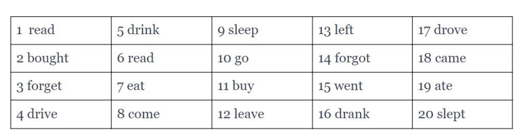 irregular verbs